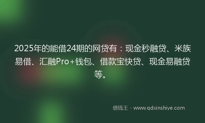 2025年的能借24期的网贷有：现金秒融贷、米族易借、汇融Pro+钱包、借款宝快贷、现金易融贷等。