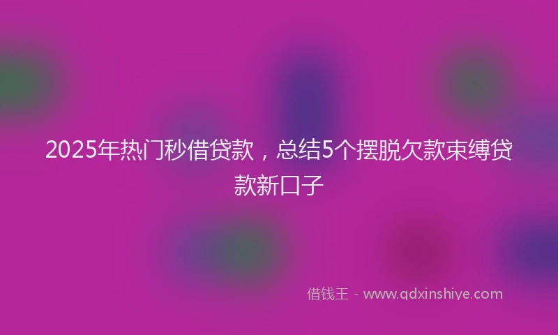 2025年热门秒借贷款，总结5个摆脱欠款束缚贷款新口子