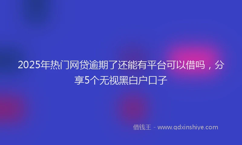 2025年热门网贷逾期了还能有平台可以借吗，分享5个无视黑白户口子