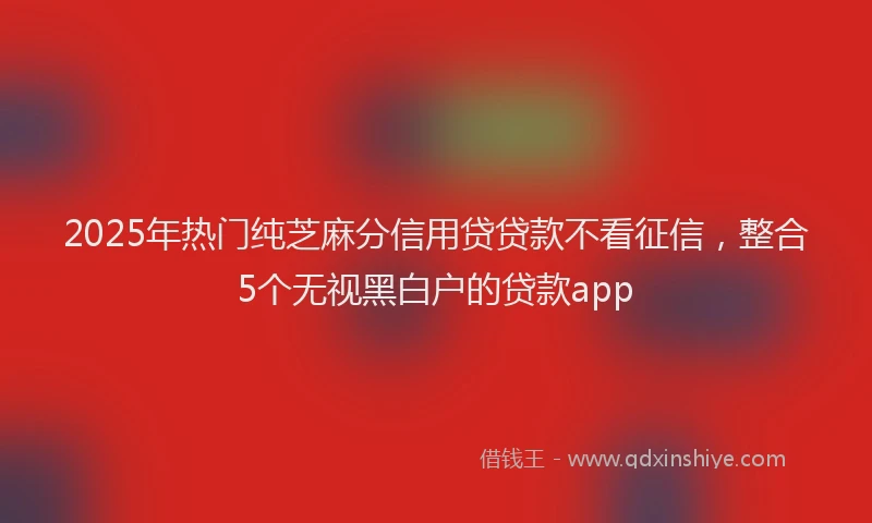 2025年热门纯芝麻分信用贷贷款不看征信，整合5个无视黑白户的贷款app