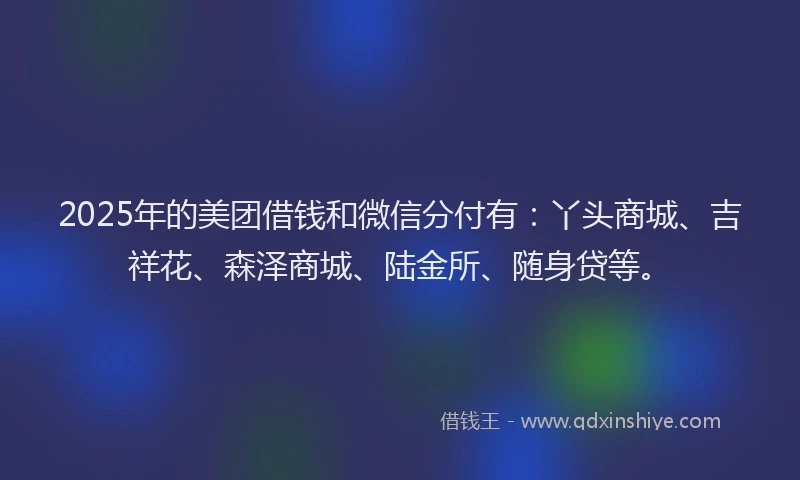 2025年的美团借钱和微信分付有:丫头商城、吉祥花、森泽商城、陆金所、随身贷等。