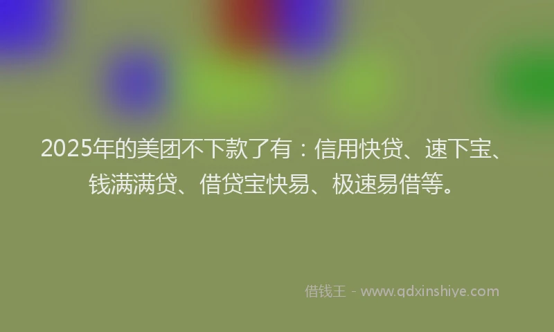 2025年的美团不下款了有：信用快贷、速下宝、钱满满贷、借贷宝快易、极速易借等。