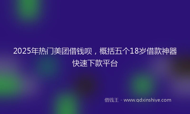 2025年热门美团借钱呗,概括五个18岁借款神器快速下款平台