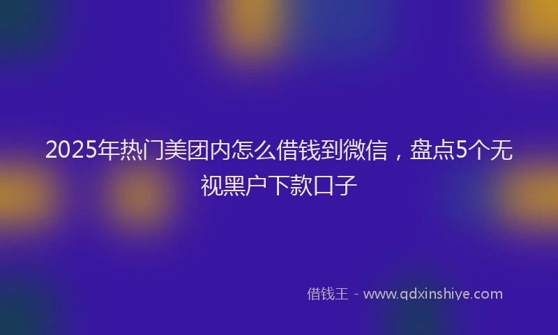 2025年热门美团内怎么借钱到微信，盘点5个无视黑户下款口子