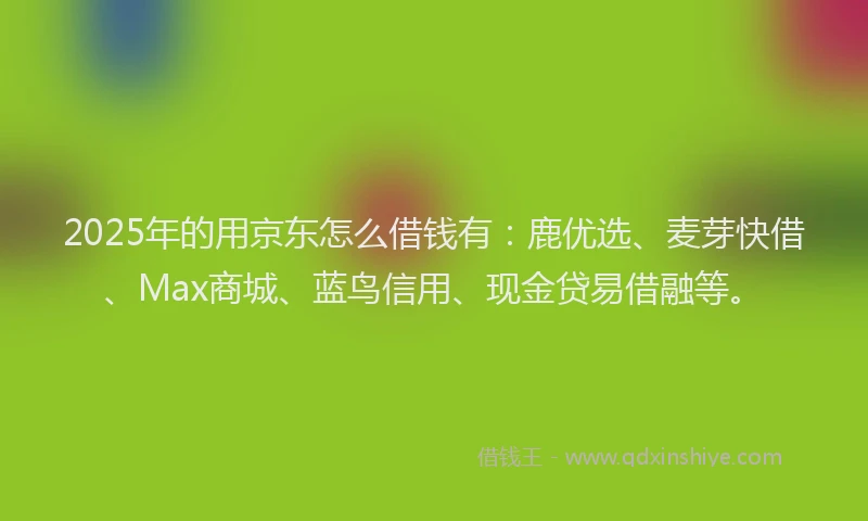 2025年的用京东怎么借钱有：鹿优选、麦芽快借、Max商城、蓝鸟信用、现金贷易借融等。