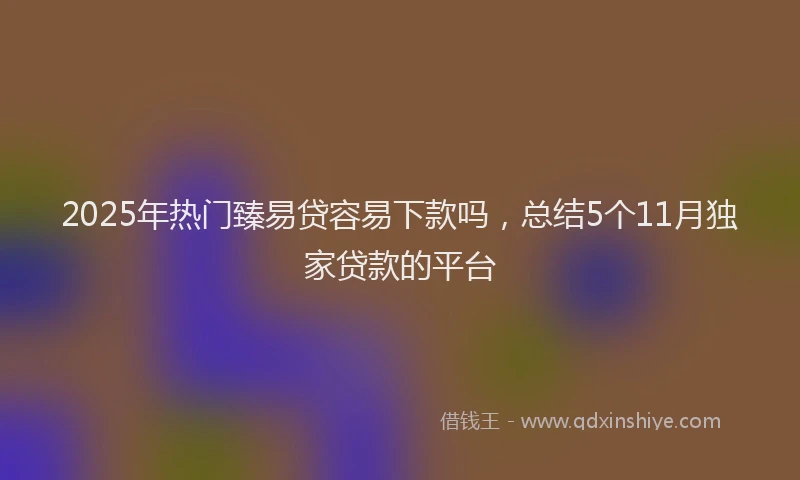 2025年热门臻易贷容易下款吗，总结5个11月独家贷款的平台
