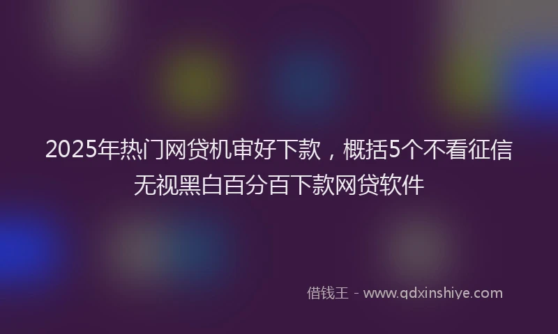 2025年热门网贷机审好下款,概括5个不看征信无视黑白百分百下款网贷软件