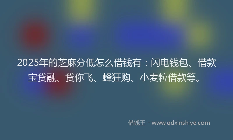 2025年的芝麻分低怎么借钱有：闪电钱包、借款宝贷融、贷你飞、蜂狂购、小麦粒借款等。