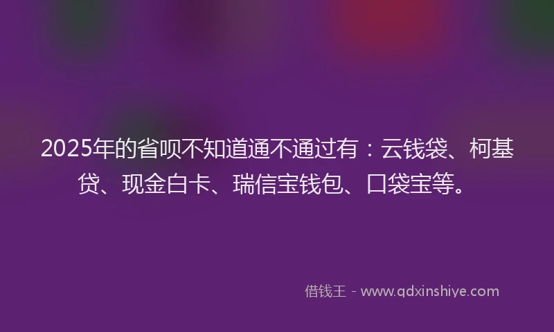 2025年的省呗不知道通不通过有：云钱袋、柯基贷、现金白卡、瑞信宝钱包、口袋宝等。