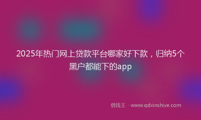 2025年热门网上贷款平台哪家好下款,归纳5个黑户都能下的app