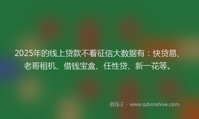 2025年的线上贷款不看征信大数据有：快贷易、老哥租机、借钱宝盒、任性贷、新一花等。