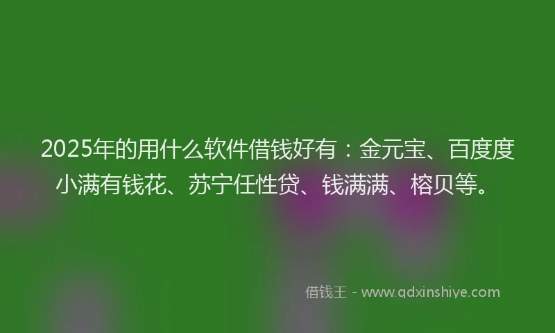 2025年的用什么软件借钱好有：金元宝、百度度小满有钱花、苏宁任性贷、钱满满、榕贝等。