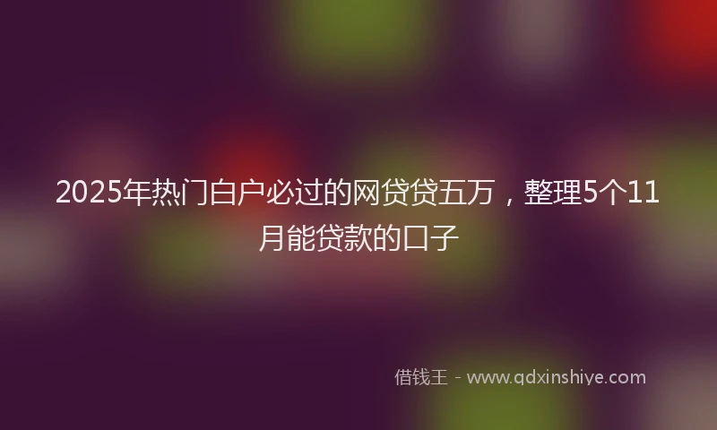 2025年热门白户必过的网贷贷五万，整理5个11月能贷款的口子