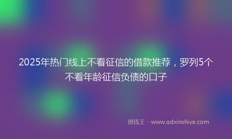 2025年热门线上不看征信的借款推荐，罗列5个不看年龄征信负债的口子