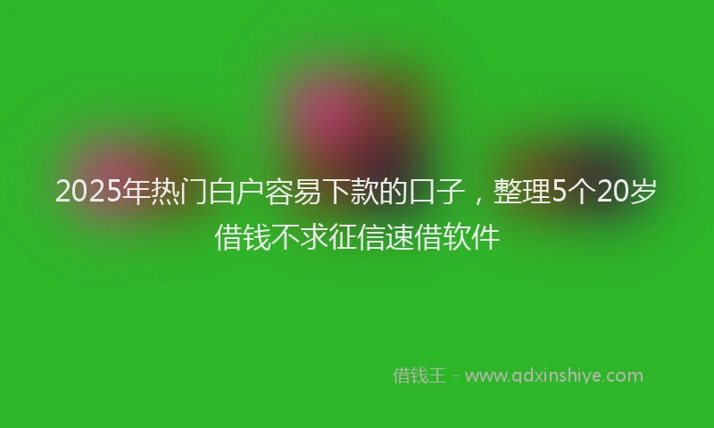 2025年热门白户容易下款的口子，整理5个20岁借钱不求征信速借软件