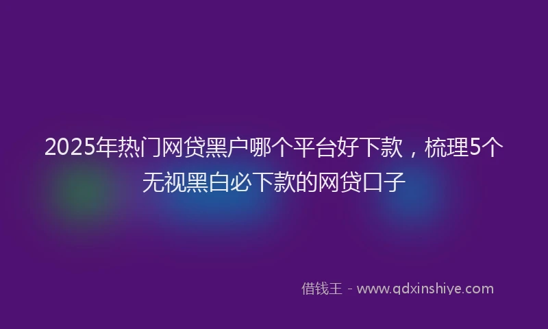 2025年热门网贷黑户哪个平台好下款，梳理5个无视黑白必下款的网贷口子