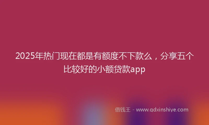 2025年热门现在都是有额度不下款么，分享五个比较好的小额贷款app