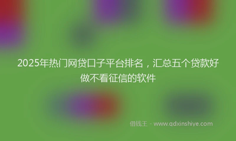 2025年热门网贷口子平台排名，汇总五个贷款好做不看征信的软件