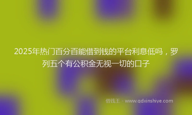 2025年热门百分百能借到钱的平台利息低吗，罗列五个有公积金无视一切的口子
