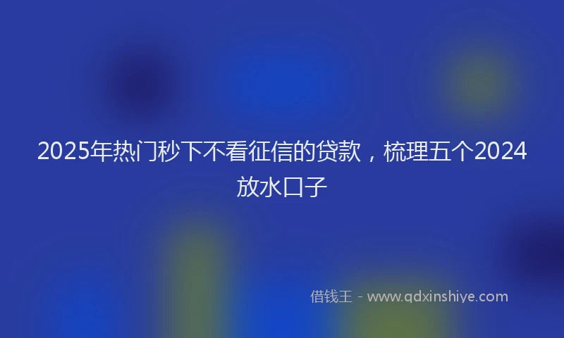 2025年热门秒下不看征信的贷款，梳理五个2024放水口子