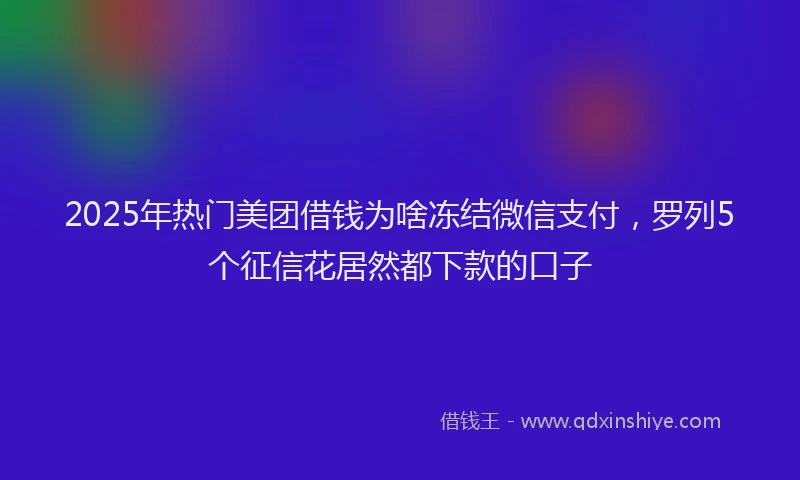 2025年热门美团借钱为啥冻结微信支付，罗列5个征信花居然都下款的口子