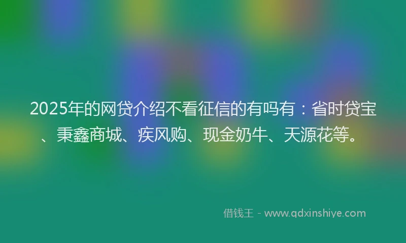 2025年的网贷介绍不看征信的有吗有：省时贷宝、秉鑫商城、疾风购、现金奶牛、天源花等。