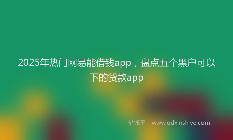 2025年热门网易能借钱app，盘点五个黑户可以下的贷款app