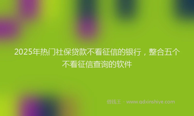 2025年热门社保贷款不看征信的银行，整合五个不看征信查询的软件