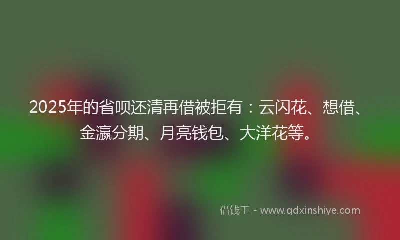 2025年的省呗还清再借被拒有：云闪花、想借、金瀛分期、月亮钱包、大洋花等。