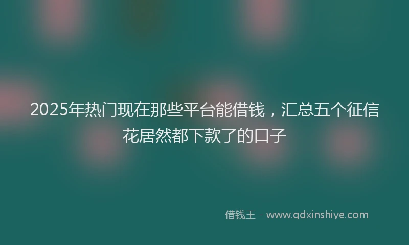 2025年热门现在那些平台能借钱，汇总五个征信花居然都下款了的口子