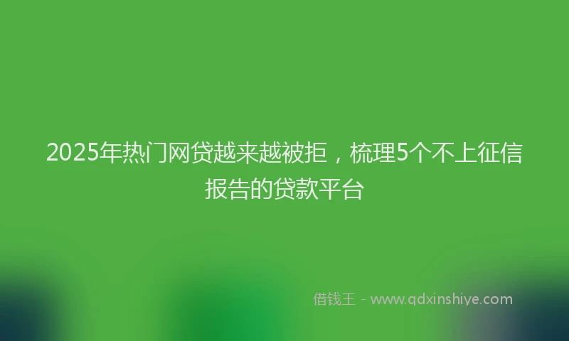 2025年热门网贷越来越被拒,梳理5个不上征信报告的贷款平台