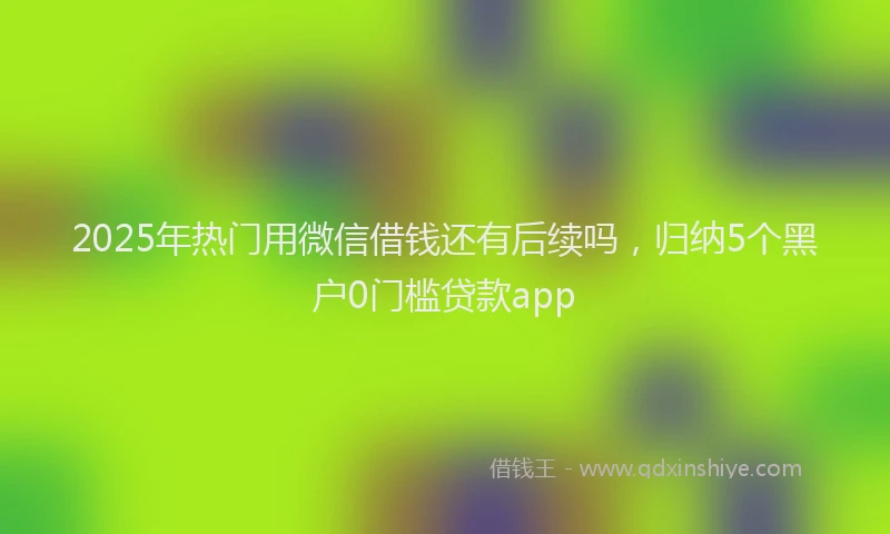2025年热门用微信借钱还有后续吗，归纳5个黑户0门槛贷款app