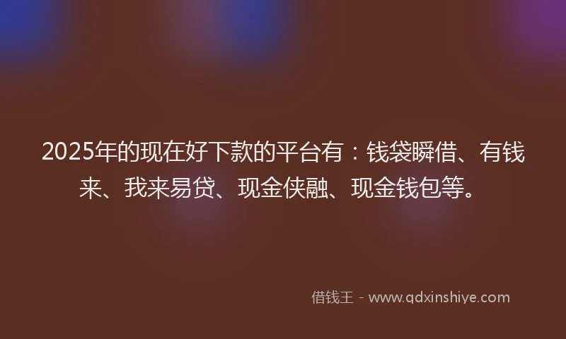 2025年的现在好下款的平台有：钱袋瞬借、有钱来、我来易贷、现金侠融、现金钱包等。