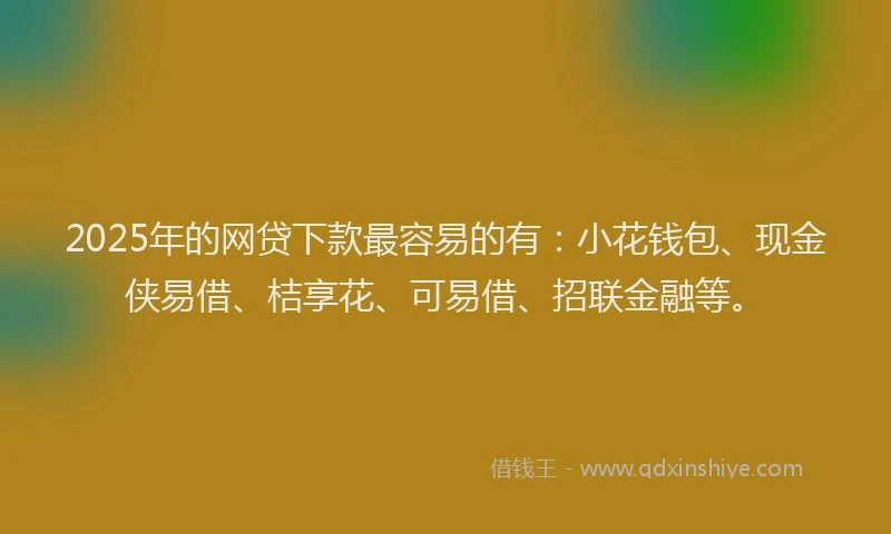 2025年的网贷下款最容易的有:小花钱包、现金侠易借、桔享花、可易借、招联金融等。