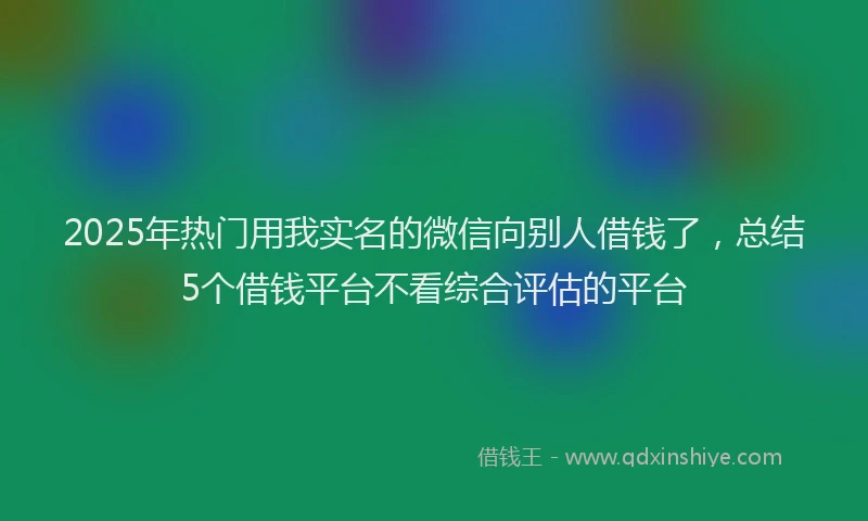 2025年热门用我实名的微信向别人借钱了，总结5个借钱平台不看综合评估的平台