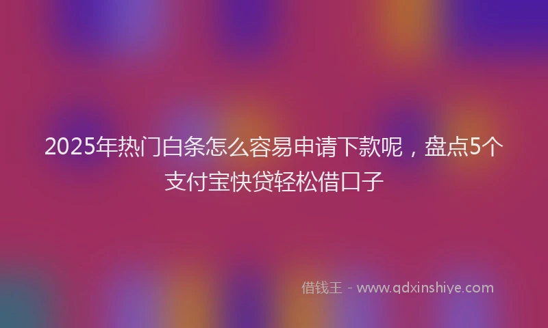 2025年热门白条怎么容易申请下款呢，盘点5个支付宝快贷轻松借口子