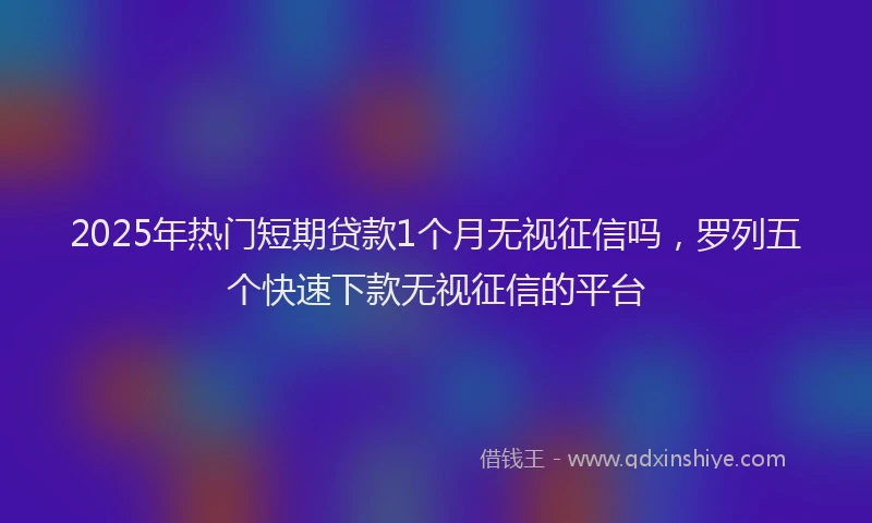 2025年热门短期贷款1个月无视征信吗，罗列五个快速下款无视征信的平台