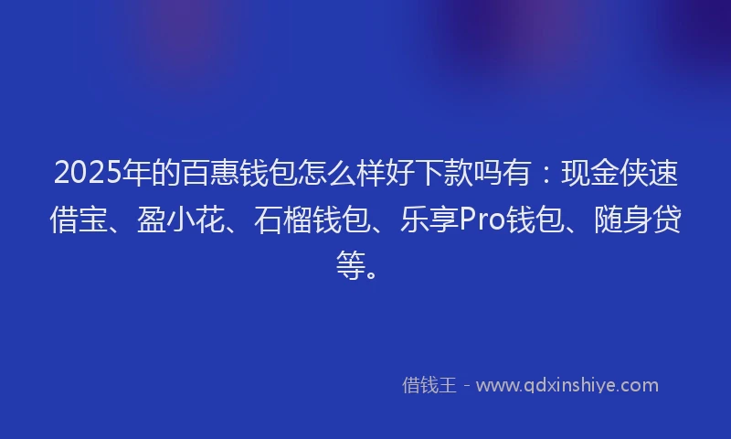 2025年的百惠钱包怎么样好下款吗有：现金侠速借宝、盈小花、石榴钱包、乐享Pro钱包、随身贷等。