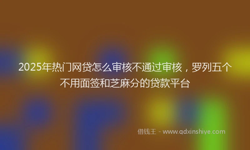 2025年热门网贷怎么审核不通过审核，罗列五个不用面签和芝麻分的贷款平台