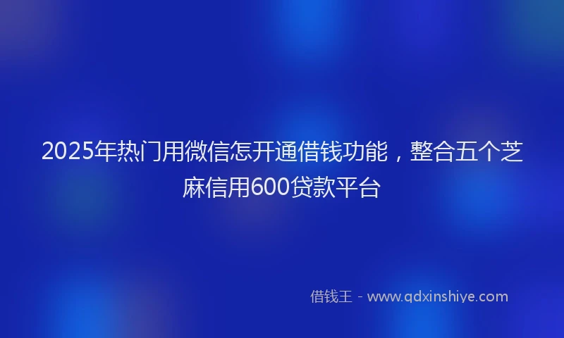 2025年热门用微信怎开通借钱功能,整合五个芝麻信用600贷款平台
