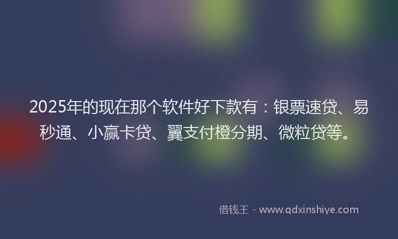 2025年的现在那个软件好下款有：银票速贷、易秒通、小赢卡贷、翼支付橙分期、微粒贷等。