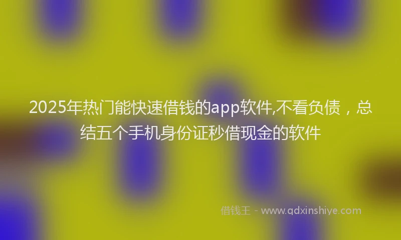 2025年热门能快速借钱的app软件,不看负债，总结五个手机身份证秒借现金的软件