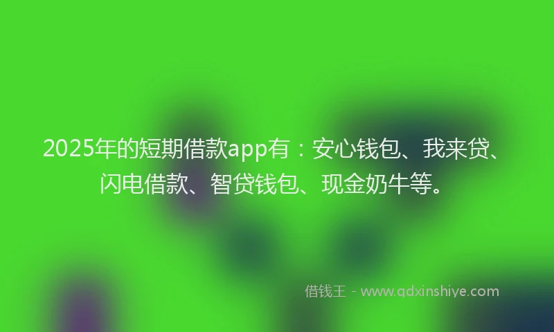 2025年的短期借款app有:安心钱包、我来贷、闪电借款、智贷钱包、现金奶牛等。