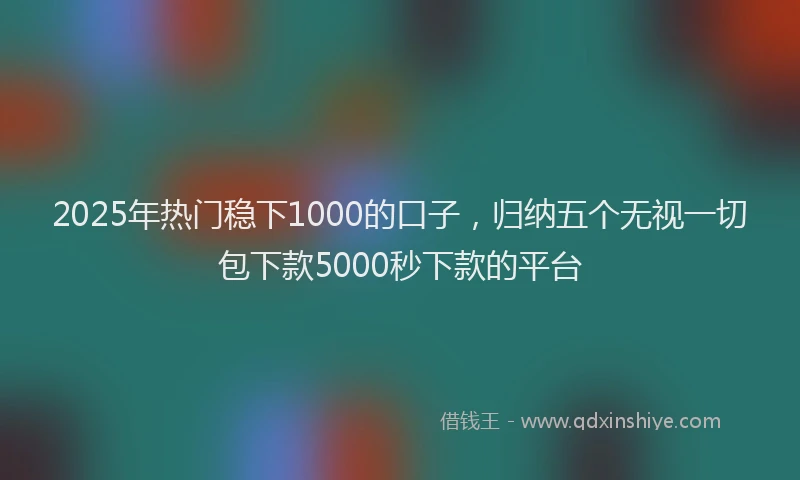 2025年热门稳下1000的口子，归纳五个无视一切包下款5000秒下款的平台