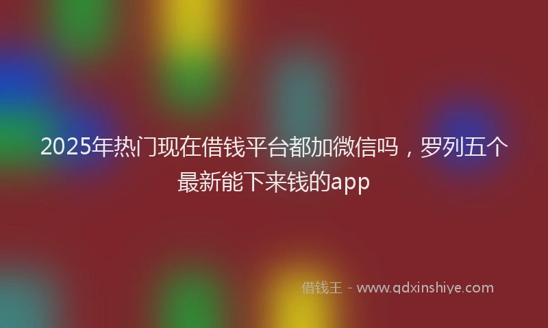 2025年热门现在借钱平台都加微信吗，罗列五个最新能下来钱的app