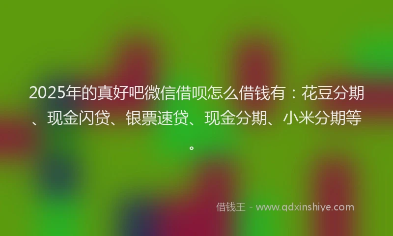 2025年的真好吧微信借呗怎么借钱有：花豆分期、现金闪贷、银票速贷、现金分期、小米分期等。