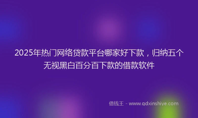 2025年热门网络贷款平台哪家好下款，归纳五个无视黑白百分百下款的借款软件