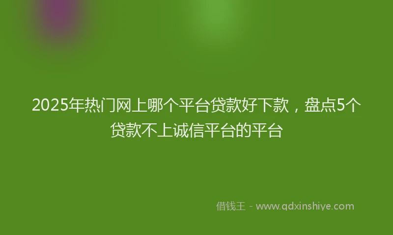 2025年热门网上哪个平台贷款好下款，盘点5个贷款不上诚信平台的平台