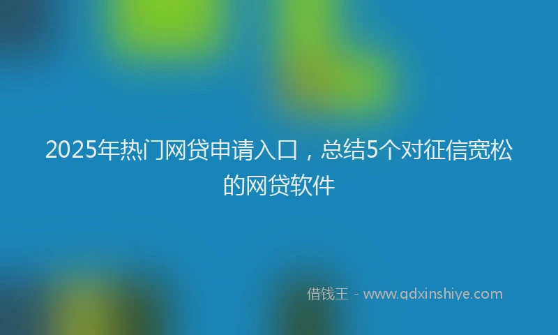 2025年热门网贷申请入口，总结5个对征信宽松的网贷软件
