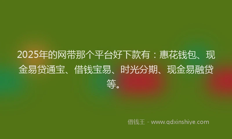2025年的网带那个平台好下款有：惠花钱包、现金易贷通宝、借钱宝易、时光分期、现金易融贷等。